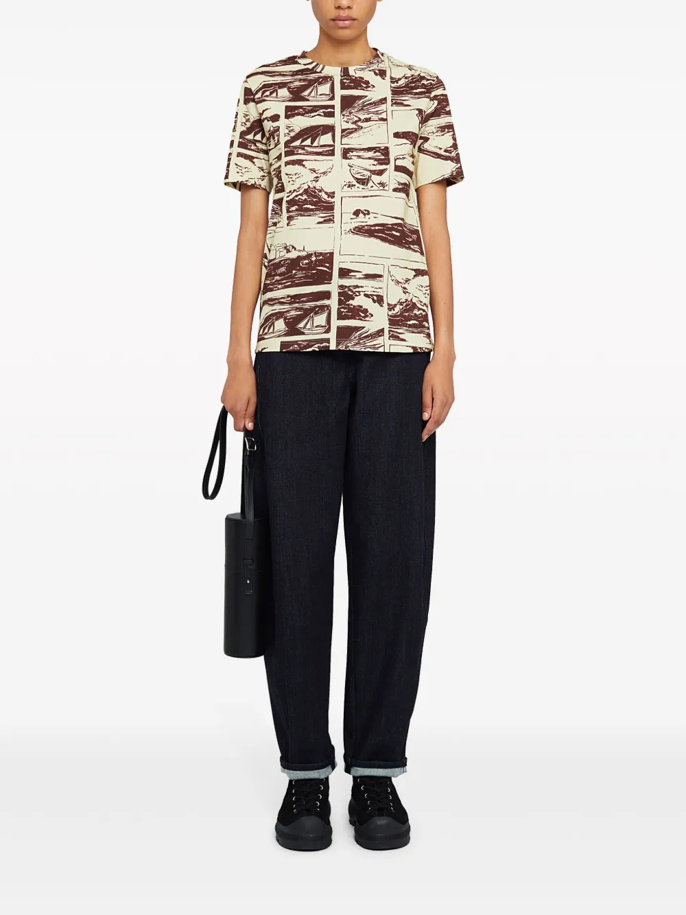 Jil Sander T-shirt met grafische print - Beige