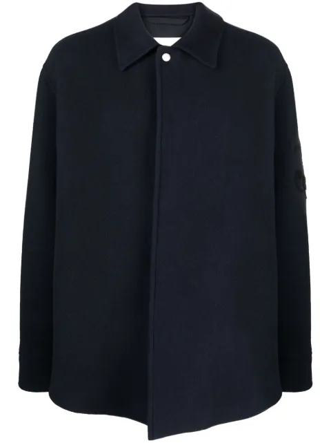 Jil Sander logo-jacquard virgin wool shirt jacket