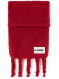 Jil Sander logo-patch chunky-knit scarf - Red