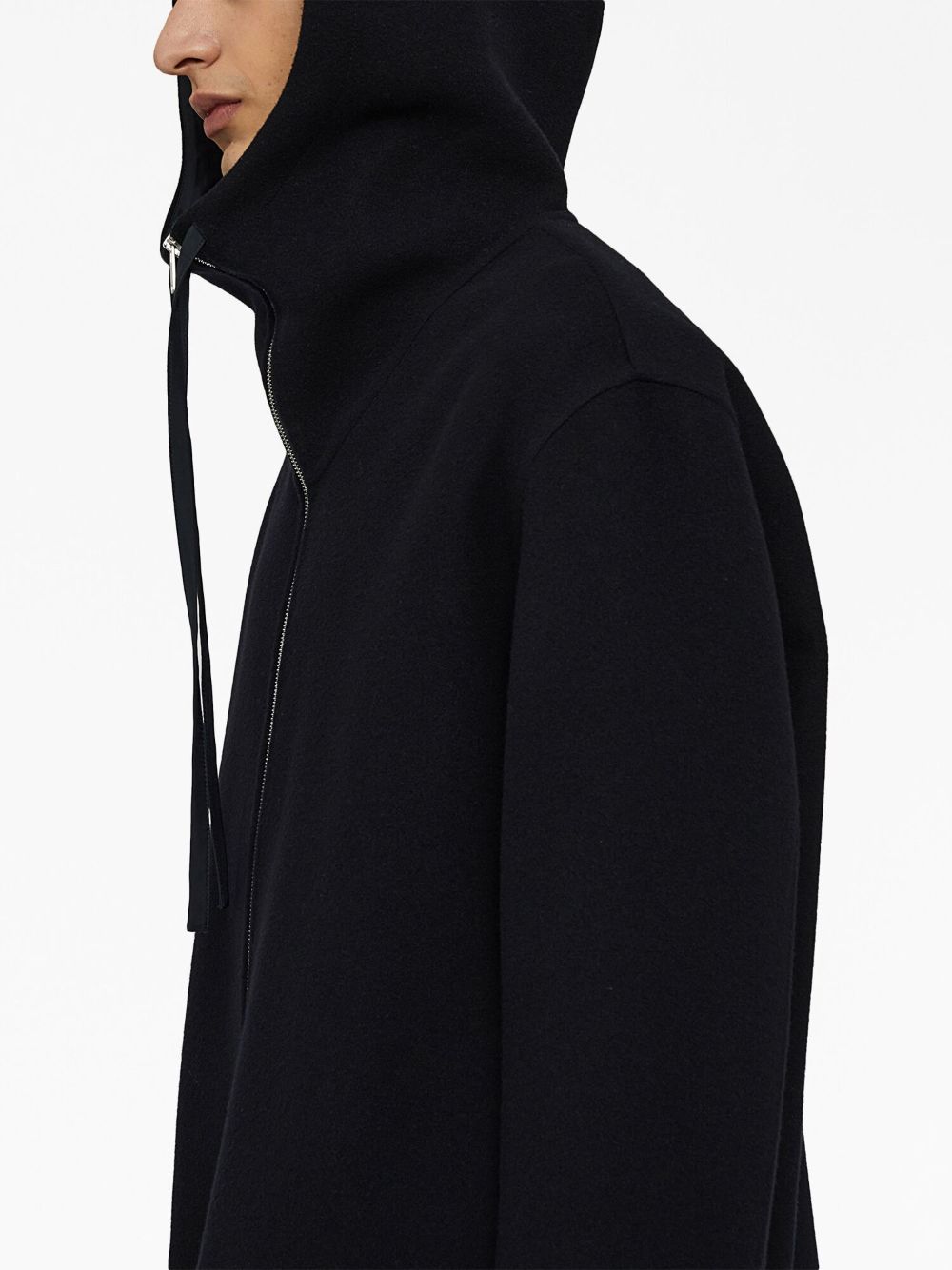Shop Jil Sander Zip-up Cashmere Hooded Jacket In Black