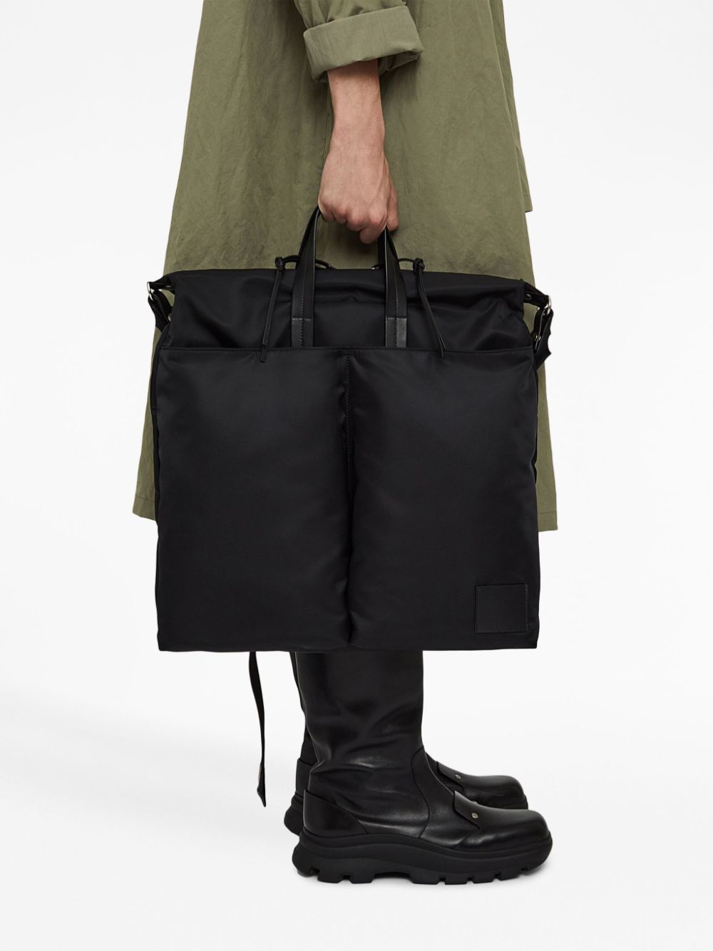 Jil Sander Shopper met logopatch - Zwart