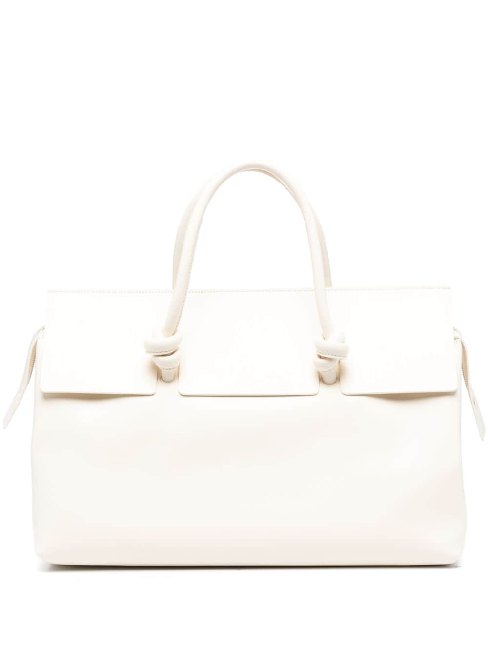 Jil Sander Knot Leather Tote Bag In Neutral