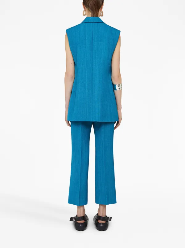 ベスト・ジレ Jil Sander Petrol blue viscose blend vest Jil Sander Sleeveless Belted Blazer | Blue | FARFETCH