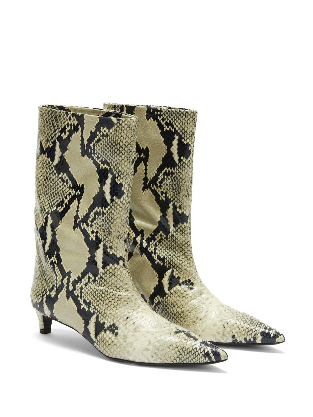 Jil Sander snake-print leather ankle boots - Beige