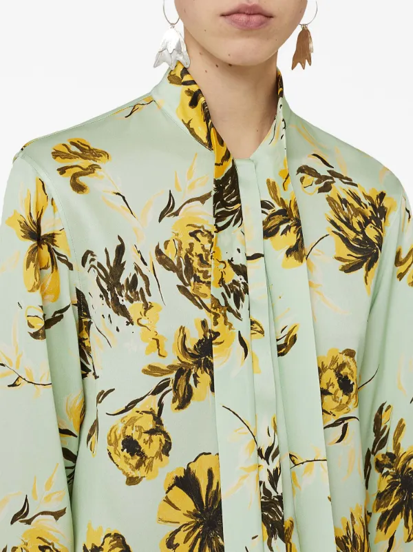 Jil Sander floral-print tied-neckline Blouse | Green