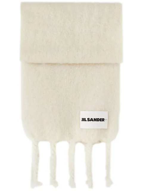 Jil Sander logo-patch chunky-knit scarf