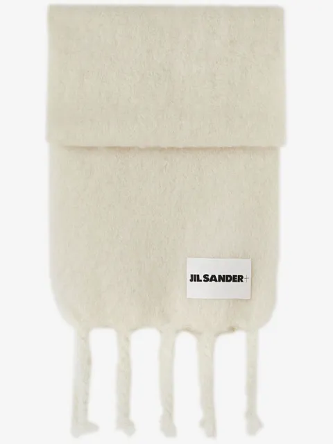 Jil Sander logo-patch chunky-knit scarf