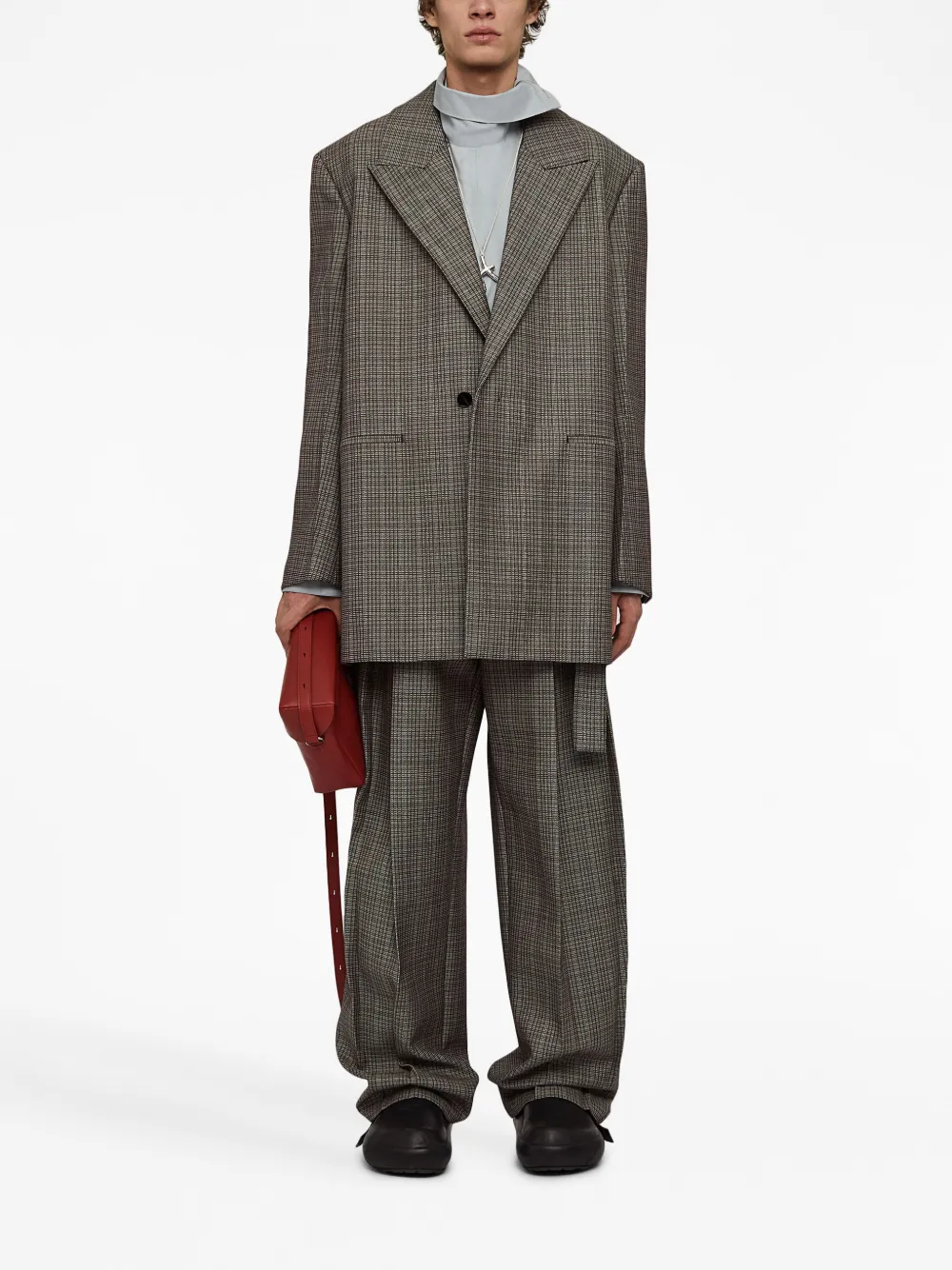 Jil Sander Geruite blazer - Bruin