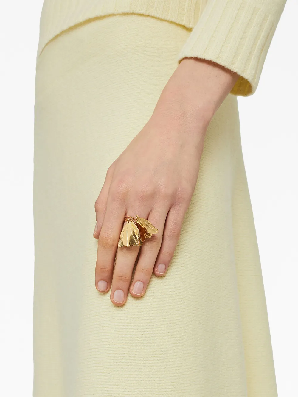 JIL SANDER HAMMERED-EFFECT RING 