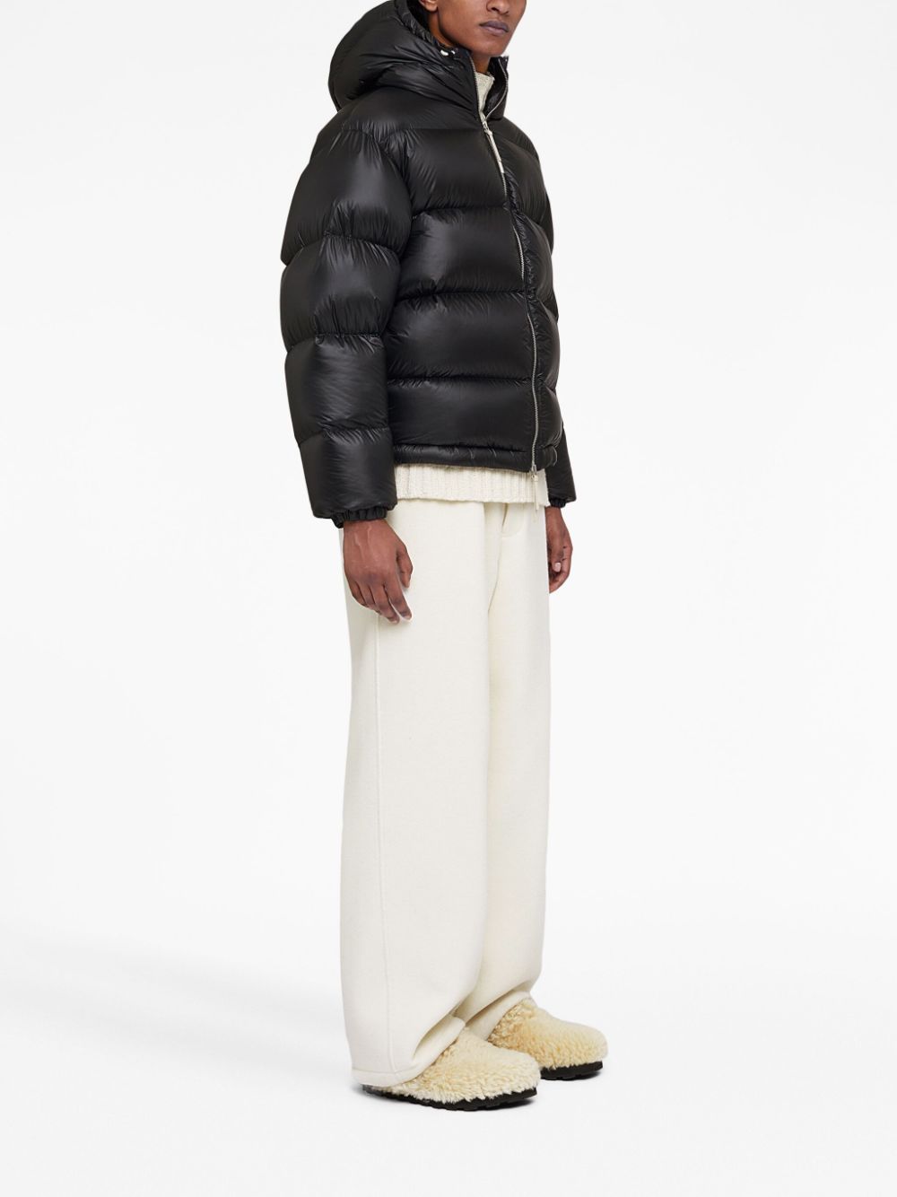 Shop Jil Sander Padded Drawstring-hood Jacket In Black