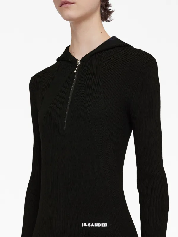 Jil Sander リブニット パーカーワンピース | ブラック | FARFETCH JP
