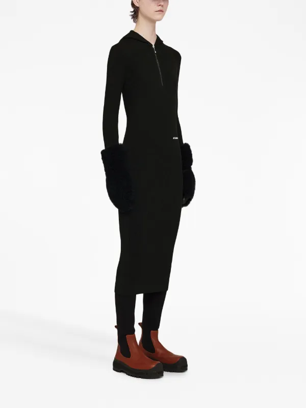 Jil Sander リブニット パーカーワンピース | ブラック | FARFETCH JP