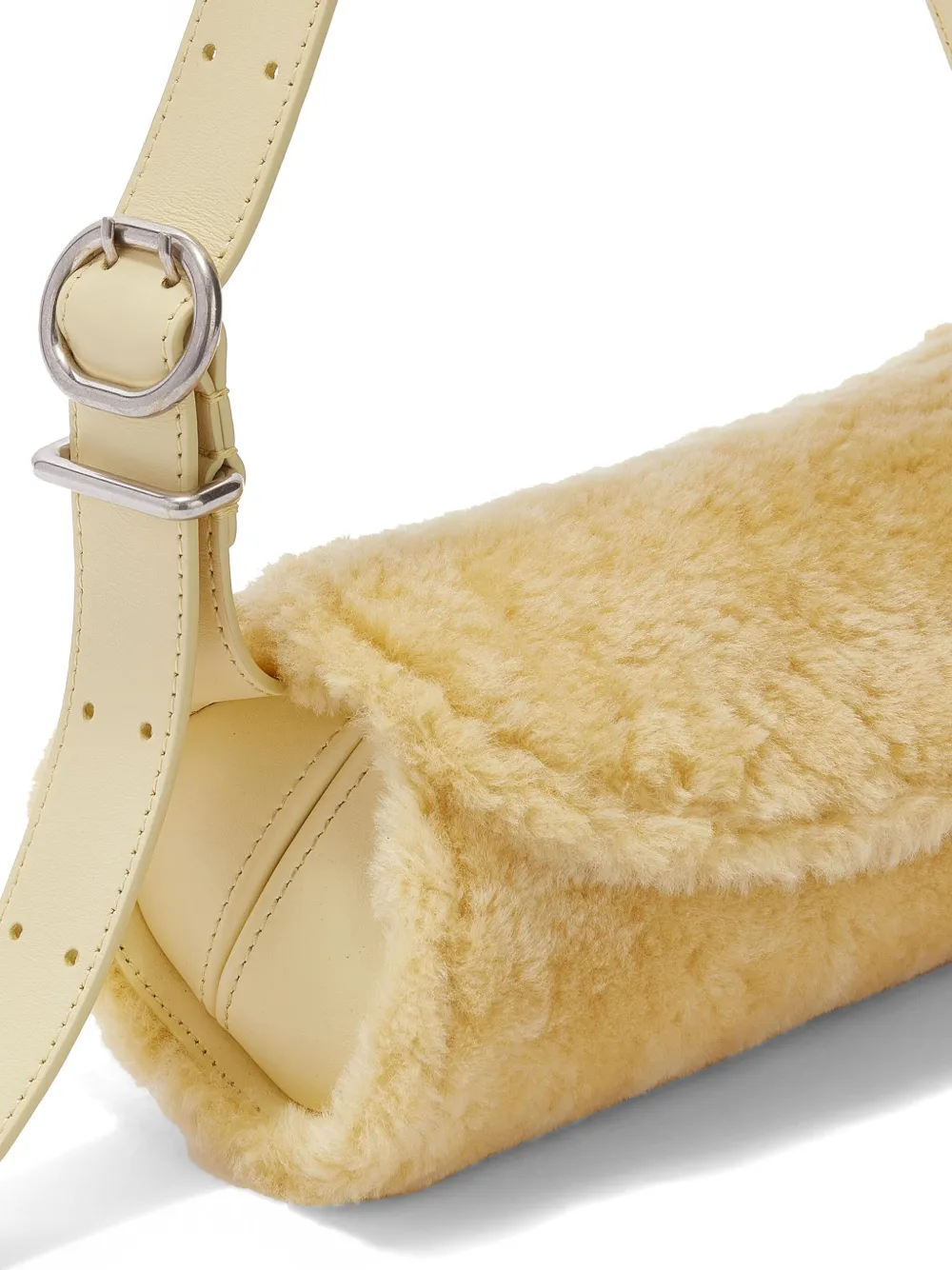 Shop Jil Sander Mini Cannolo Shearling Bag In Yellow