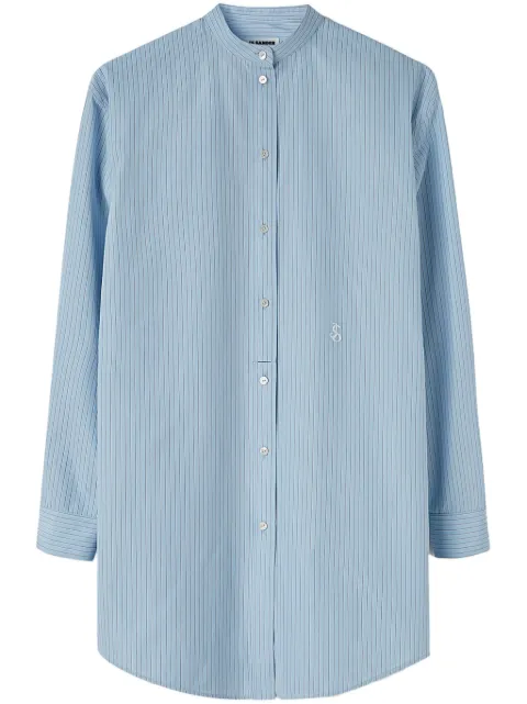 Jil Sander striped logo-patch cotton shirt