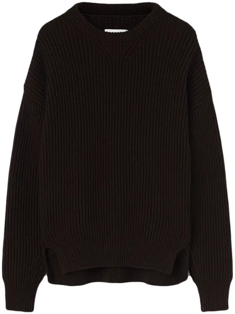 Jil Sander suéter tejido de canalé con cuello redondo