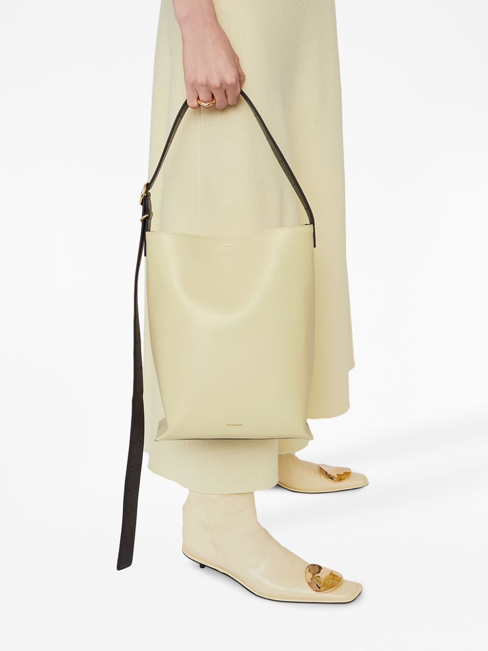 Shop Jil Sander Cannolo Colourblock Leather Tote Bag In Nude