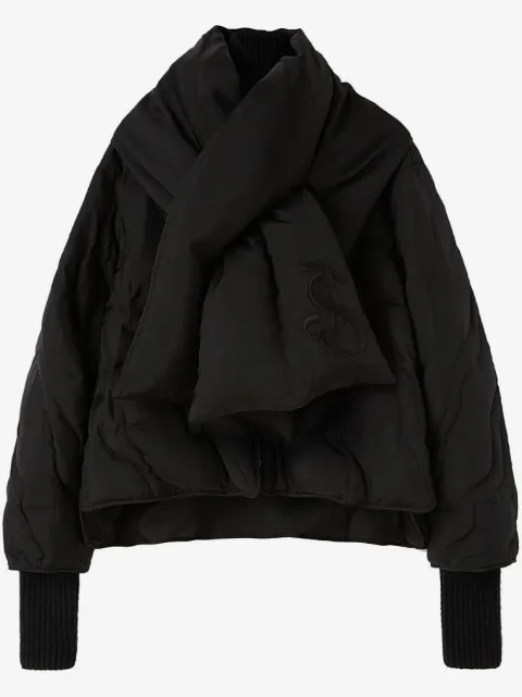 Jil Sander logo-embroidered down jacket