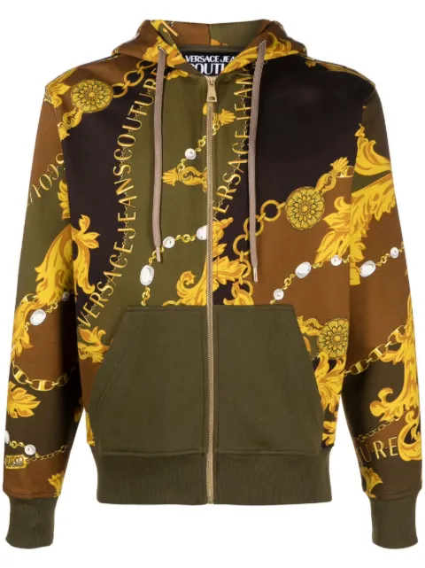 Versace Jeans Couture baroque-print hooded jacket