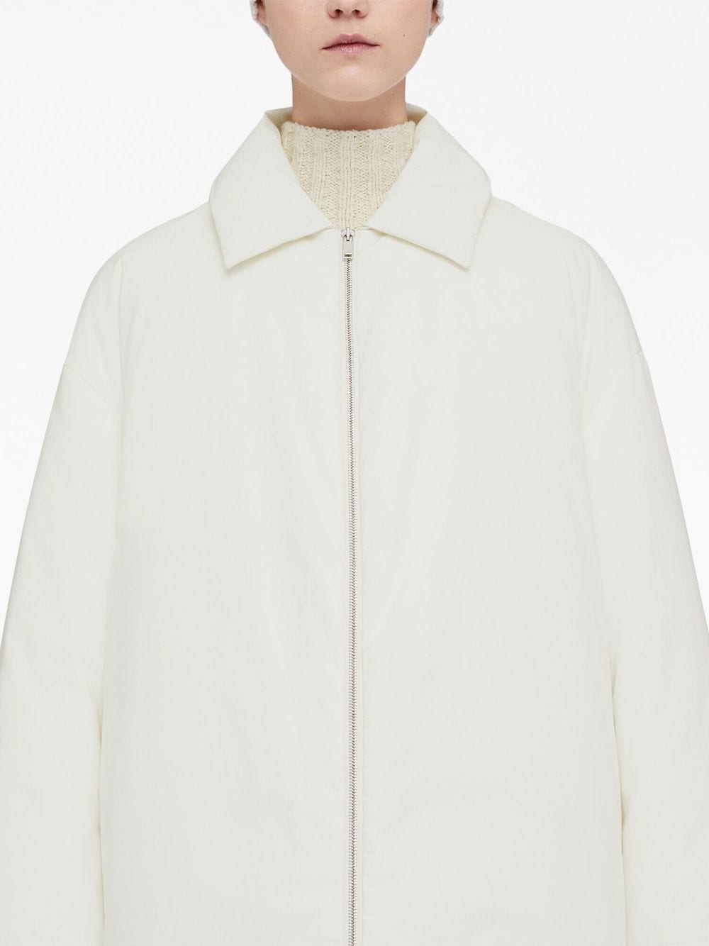 Shop Jil Sander Zip-up Down Shirt Jacket In White