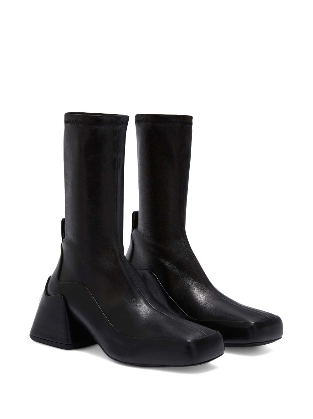 Shop Jil Sander Block-heel Leather Boots In Black