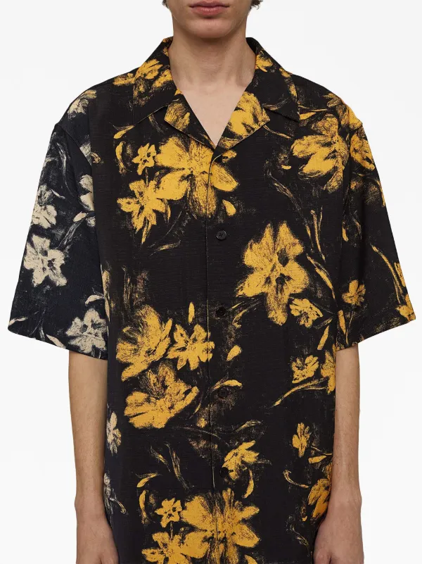 Jil Sander floral-print Cotton Shirt | Black | FARFETCH