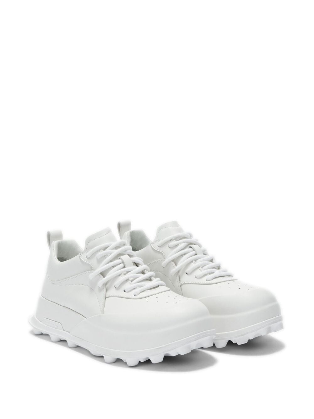 Shop Jil Sander Tonal Leather Sneakers In White