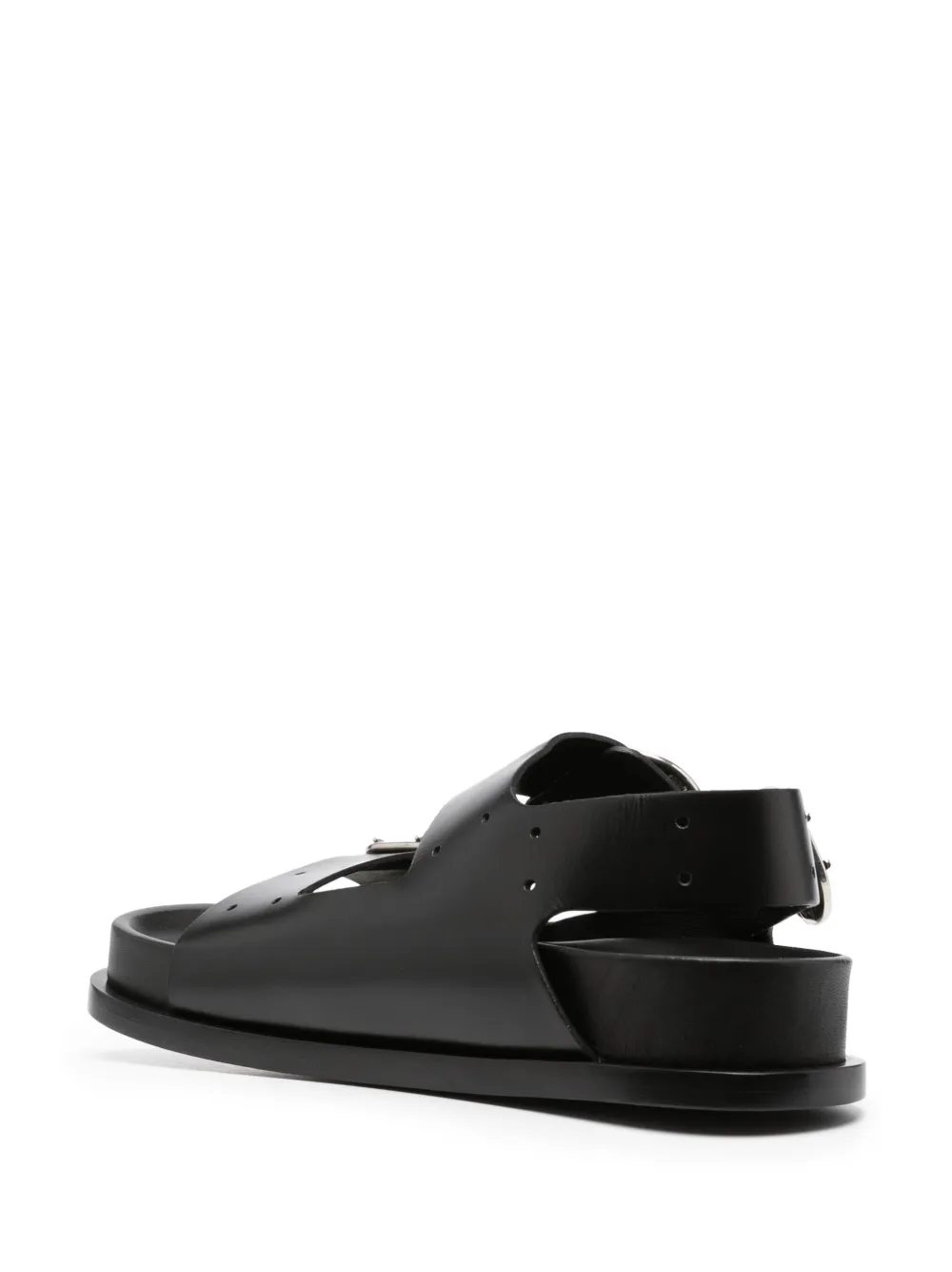 Shop Jil Sander Open-toe Buckled Leather Sandals In Schwarz