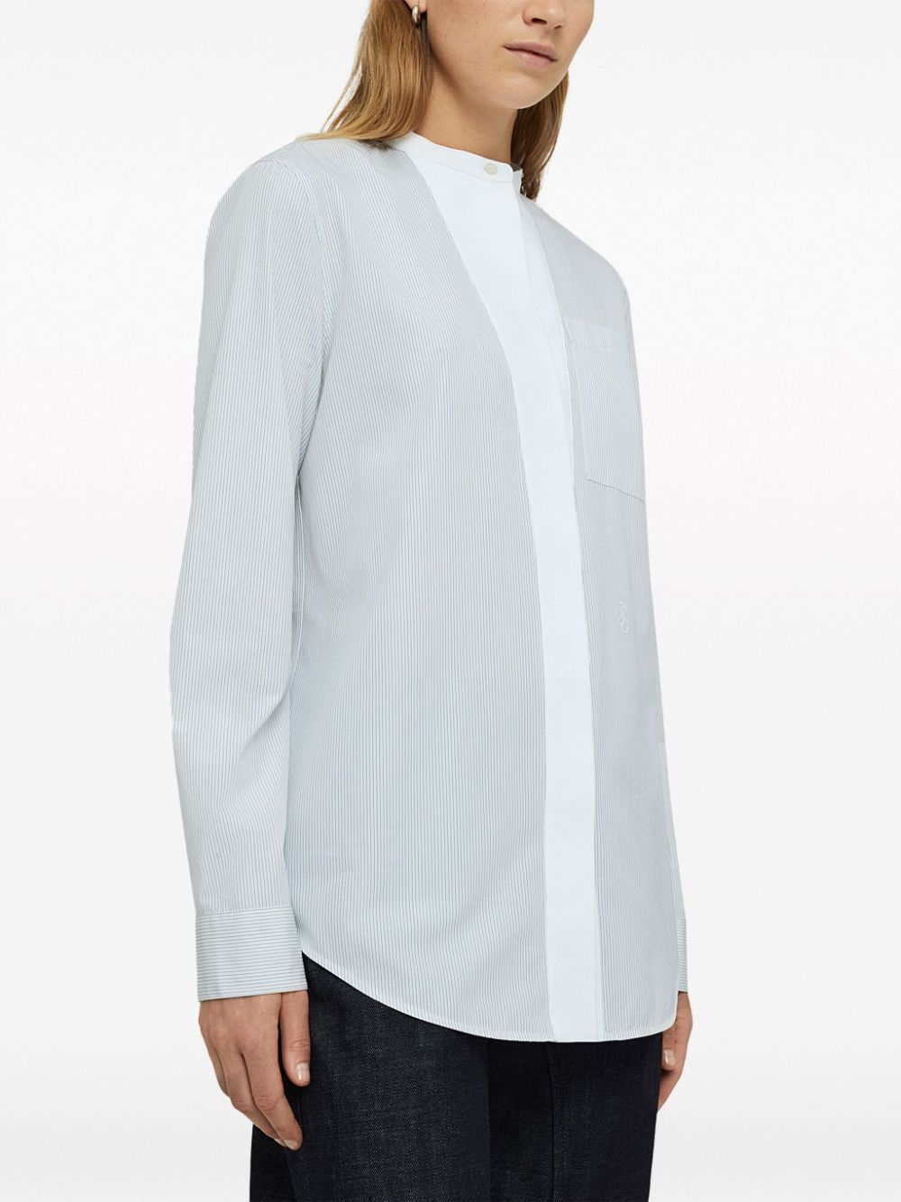 Shop Jil Sander Striped Cotton Shirt In White