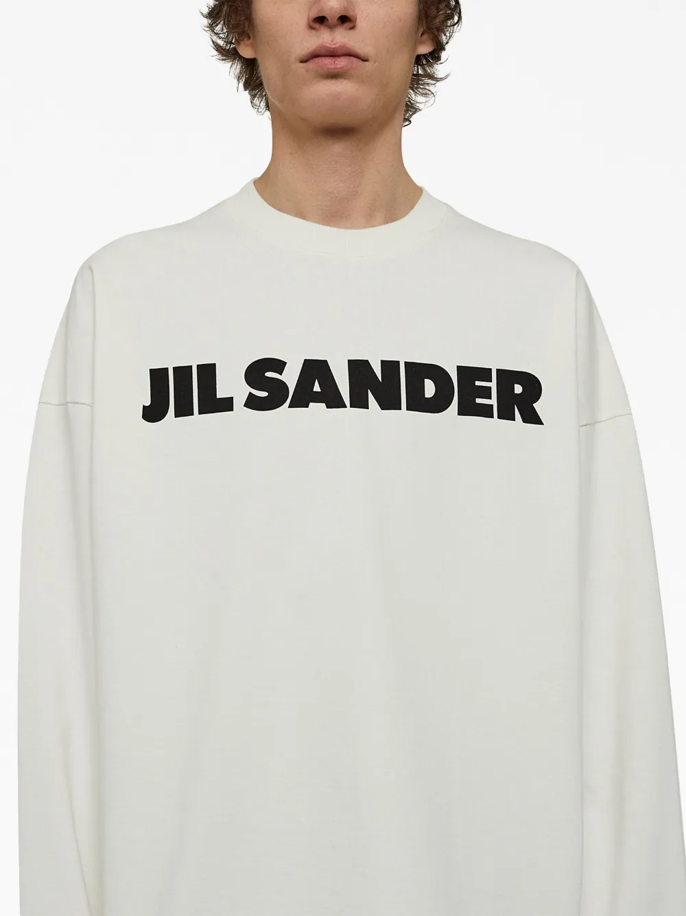 Shop Jil Sander Logo-print Long-sleeve Top In White