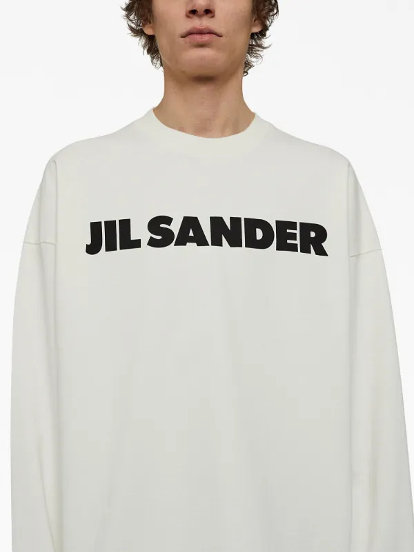 新作人気 JIL SANDER ロゴ プリント ロングTシャツ Sサイズ ブラック 