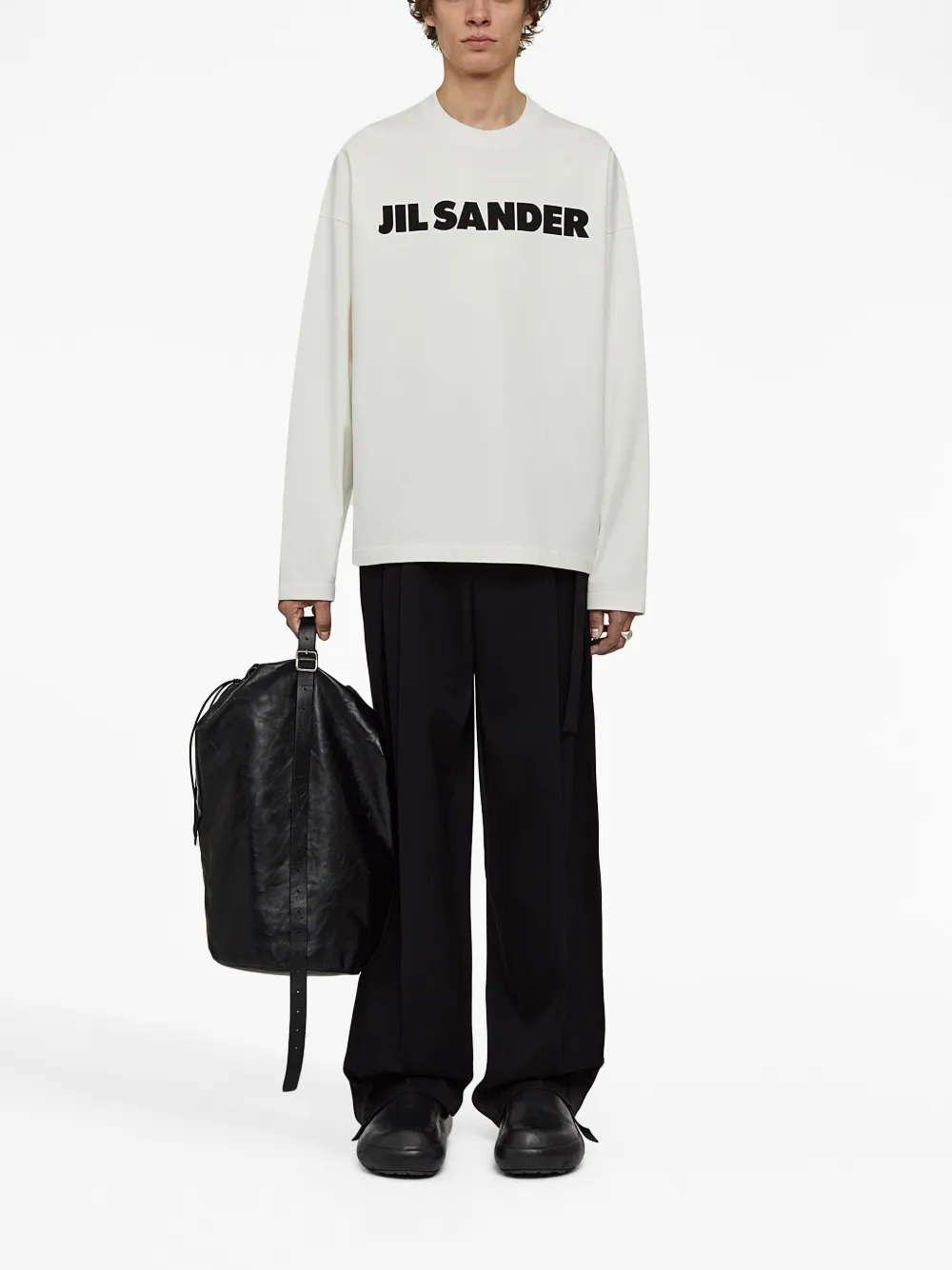 Shop Jil Sander Logo-print Long-sleeve Top In White