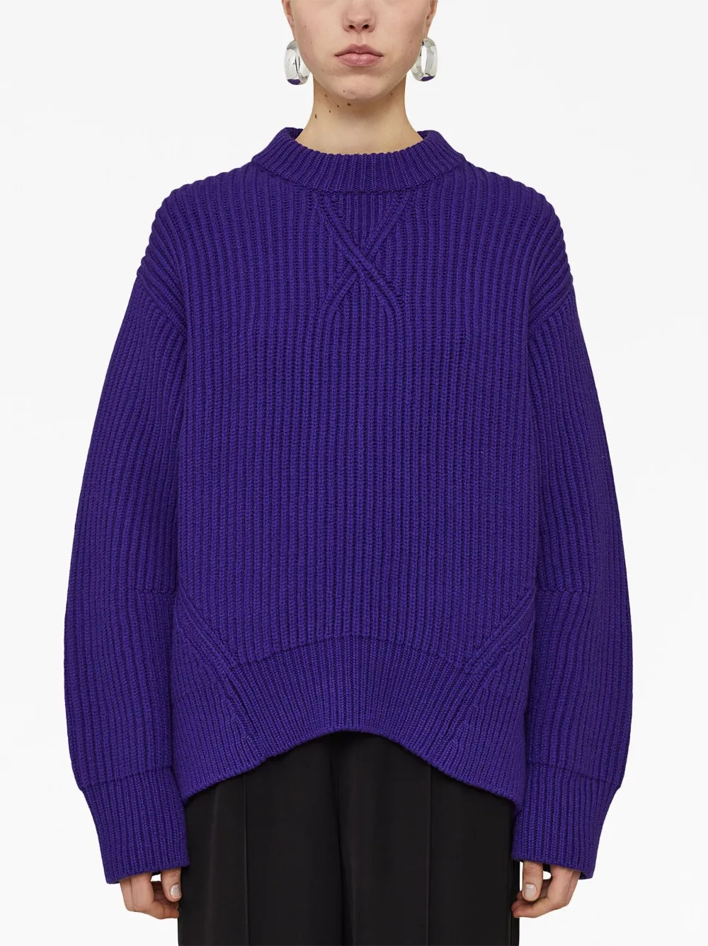 Jil Sander Knitted Wool Jumper In Blue