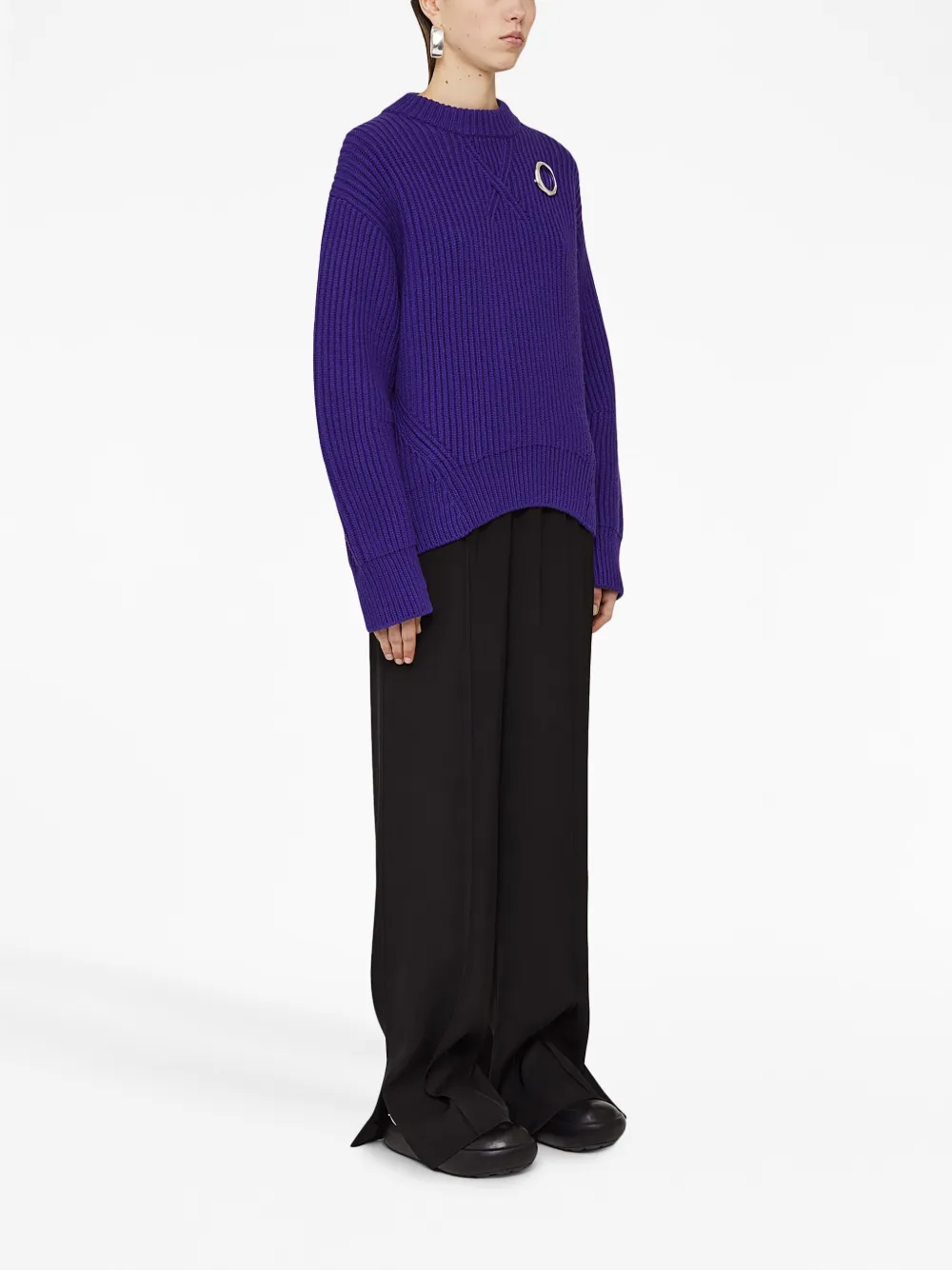 Jil Sander Knitted Wool Jumper In Blue