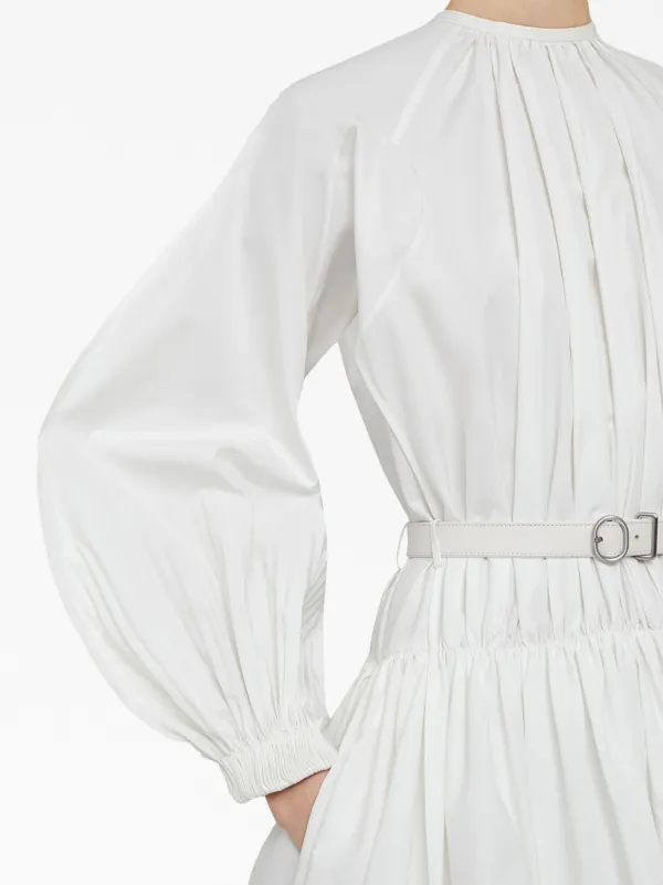 【関税&送料込】Jil Sander Polyester Mini Dress Jil Sander Puffball Belted Cotton Minidress | White | FARFETCH