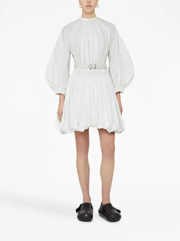 ワンピース JIL SANDER White Cotton Dress Jil Sander Puffball Belted Cotton Minidress | White | FARFETCH