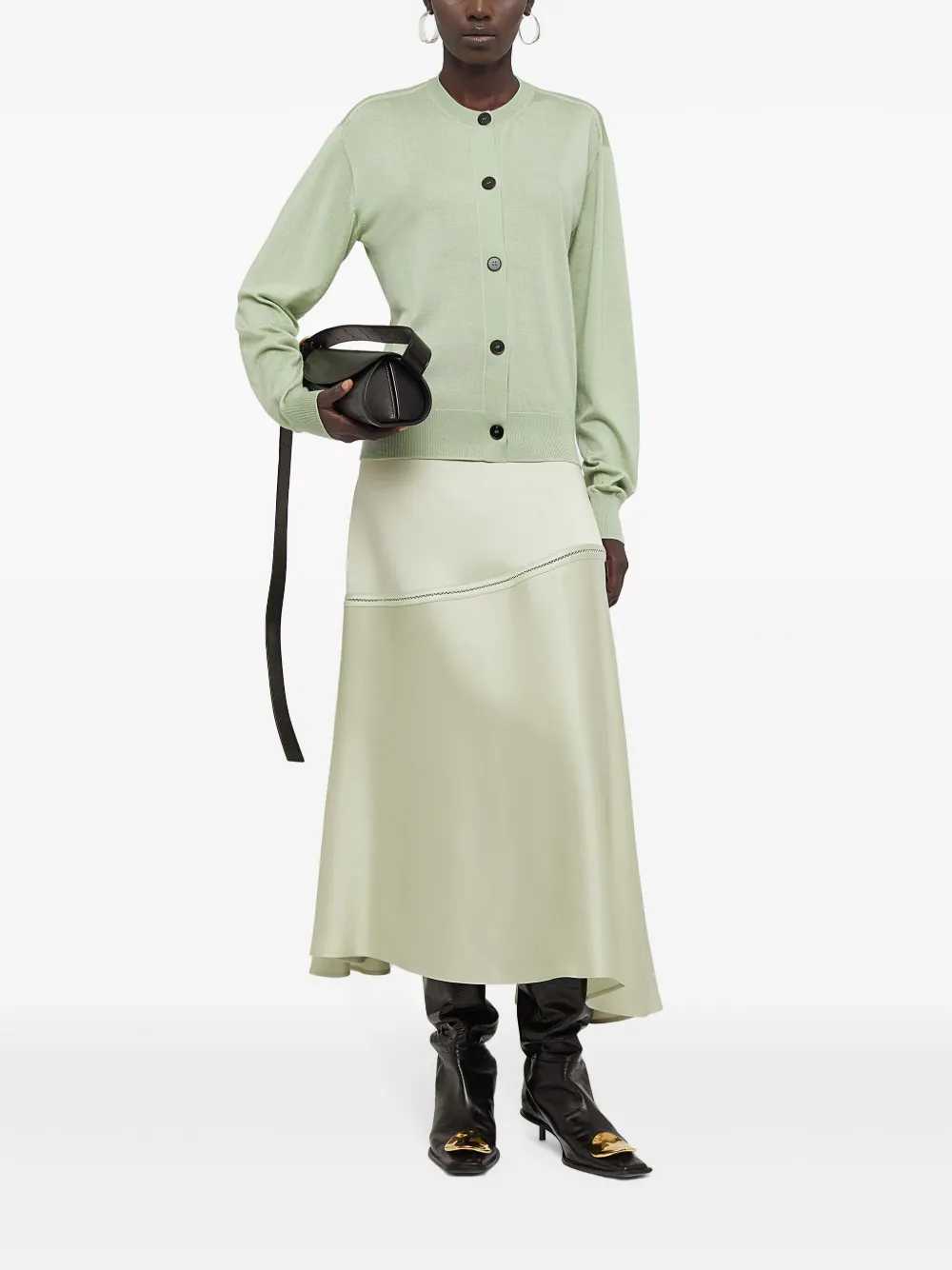Jil Sander fine-knit crew-neck cardigan - Groen