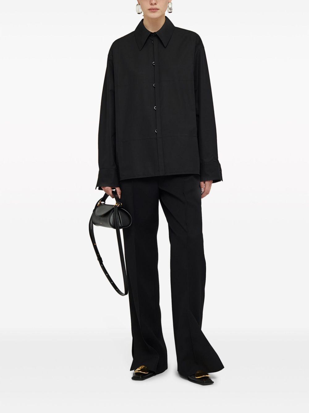 Jil Sander pointed-collar cotton shirt - Zwart