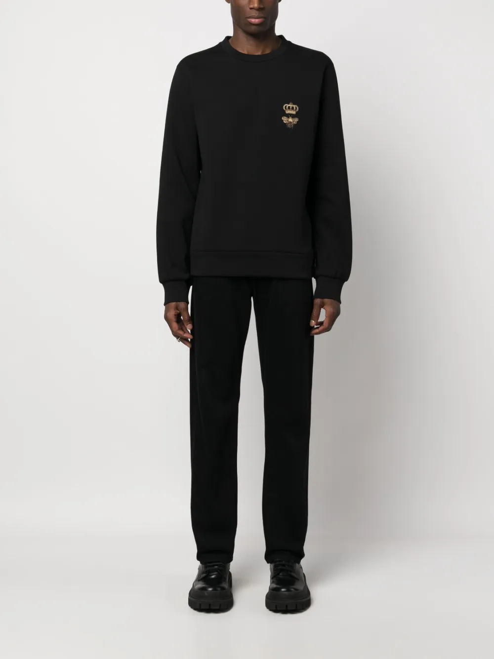 Dolce & Gabbana bee embroidery long-sleeve T-shirt - Zwart