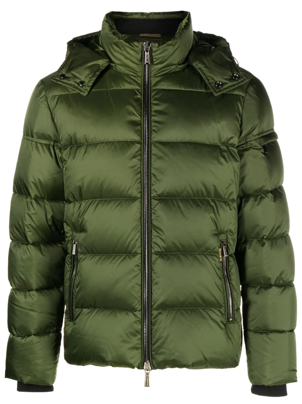 Moorer Detachable-hood Padded Jacket In Green