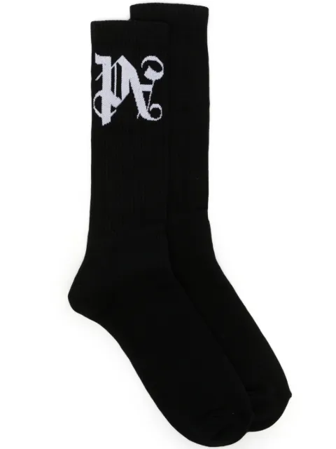 Palm Angels calcetines tejidos de canalé con logo en intarsia