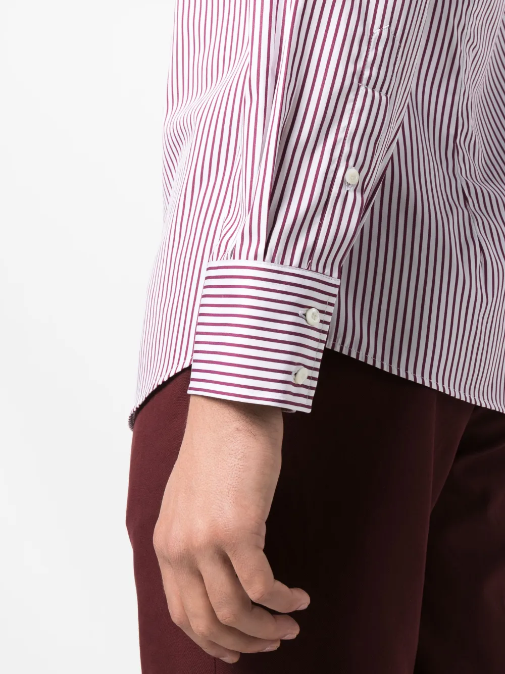 Brunello Cucinelli Long-sleeve Striped Cotton Shirt In White