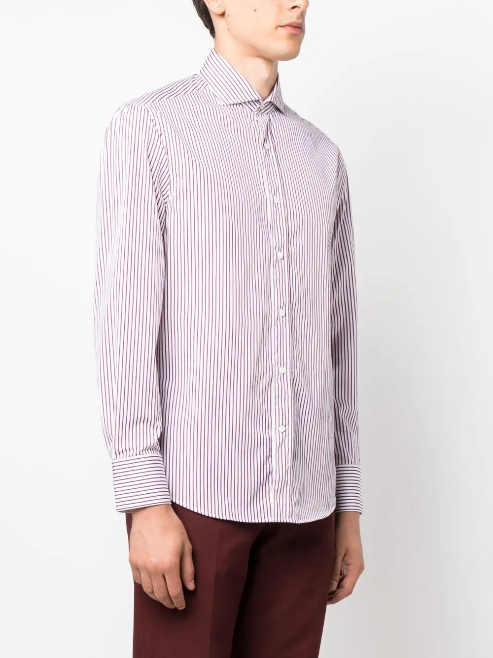 Brunello Cucinelli Long-sleeve Striped Cotton Shirt In White