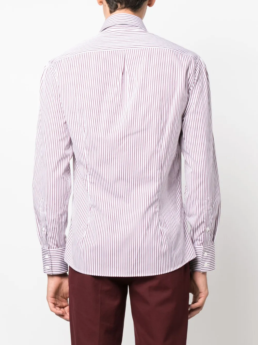 Brunello Cucinelli Long-sleeve Striped Cotton Shirt In White