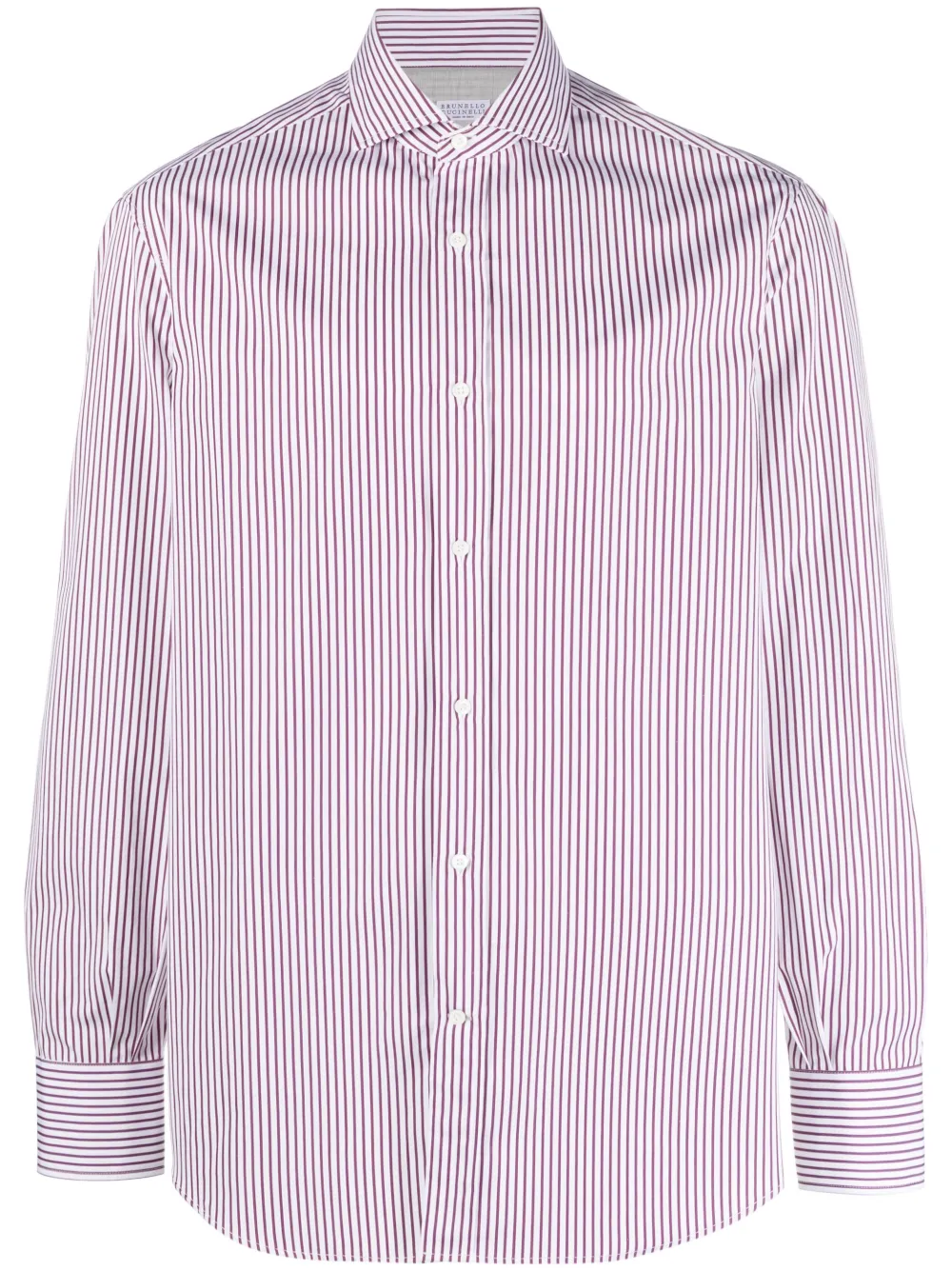 Brunello Cucinelli Long-sleeve Striped Cotton Shirt In White