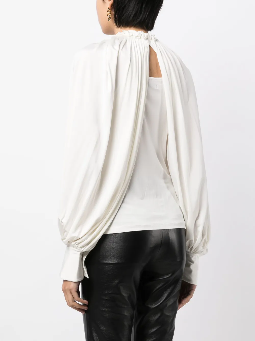 Palmer Harding Loop Drawstring-front Broderie-anglaise Blouse In White