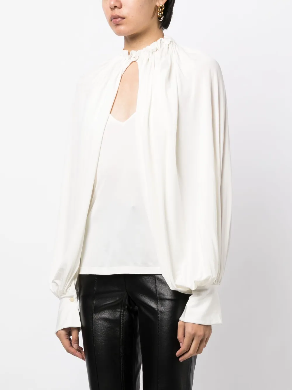 Palmer Harding Loop Drawstring-front Broderie-anglaise Blouse In White