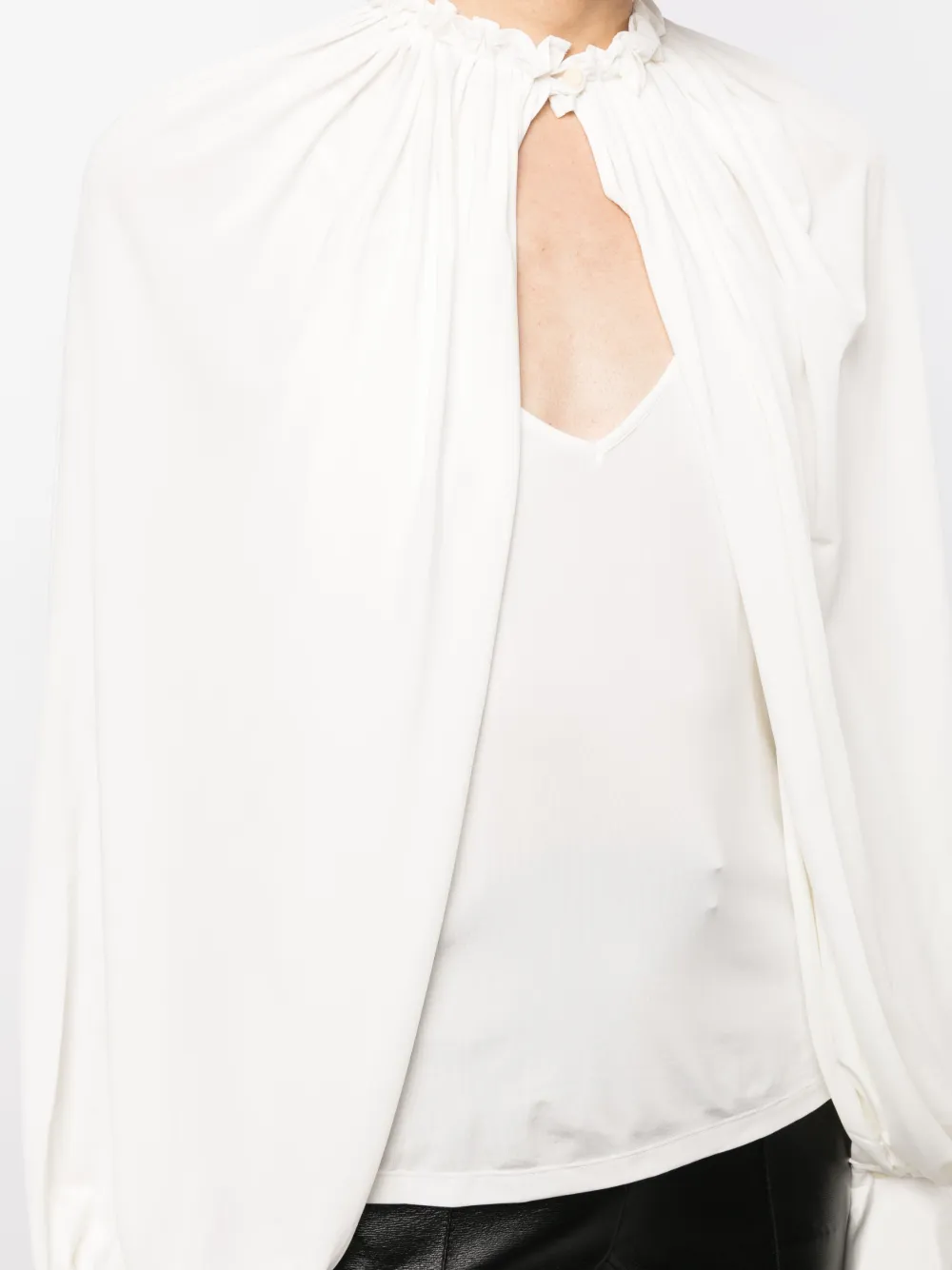 Palmer Harding Loop Drawstring-front Broderie-anglaise Blouse In White