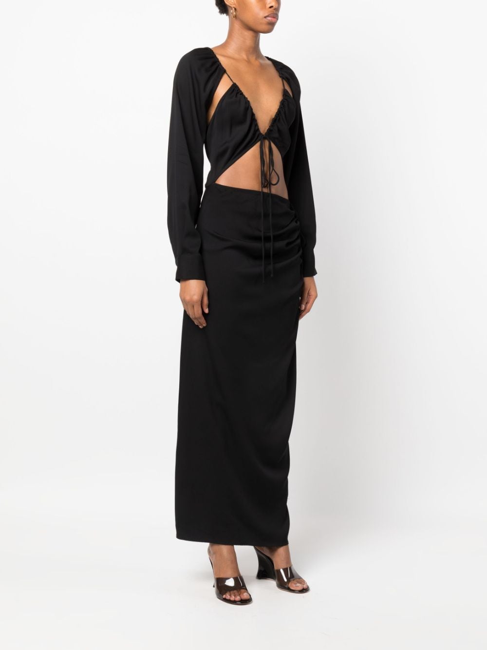 Shop Christopher Esber Cut-out Long-sleeved Dress In Black