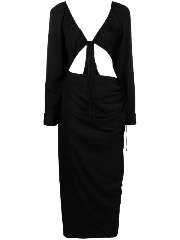 knee length dresses for ladies Ashley Lauren 11607 - Long Sleeve Cut Out Prom Dress 4 / Turquoise main image 0