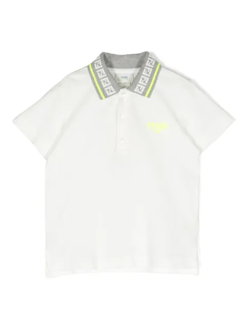 Fendi Kids contrasting-collar cotton polo shirt 